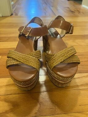 Steve Madden Brown Braided Platform Wedge Sandals